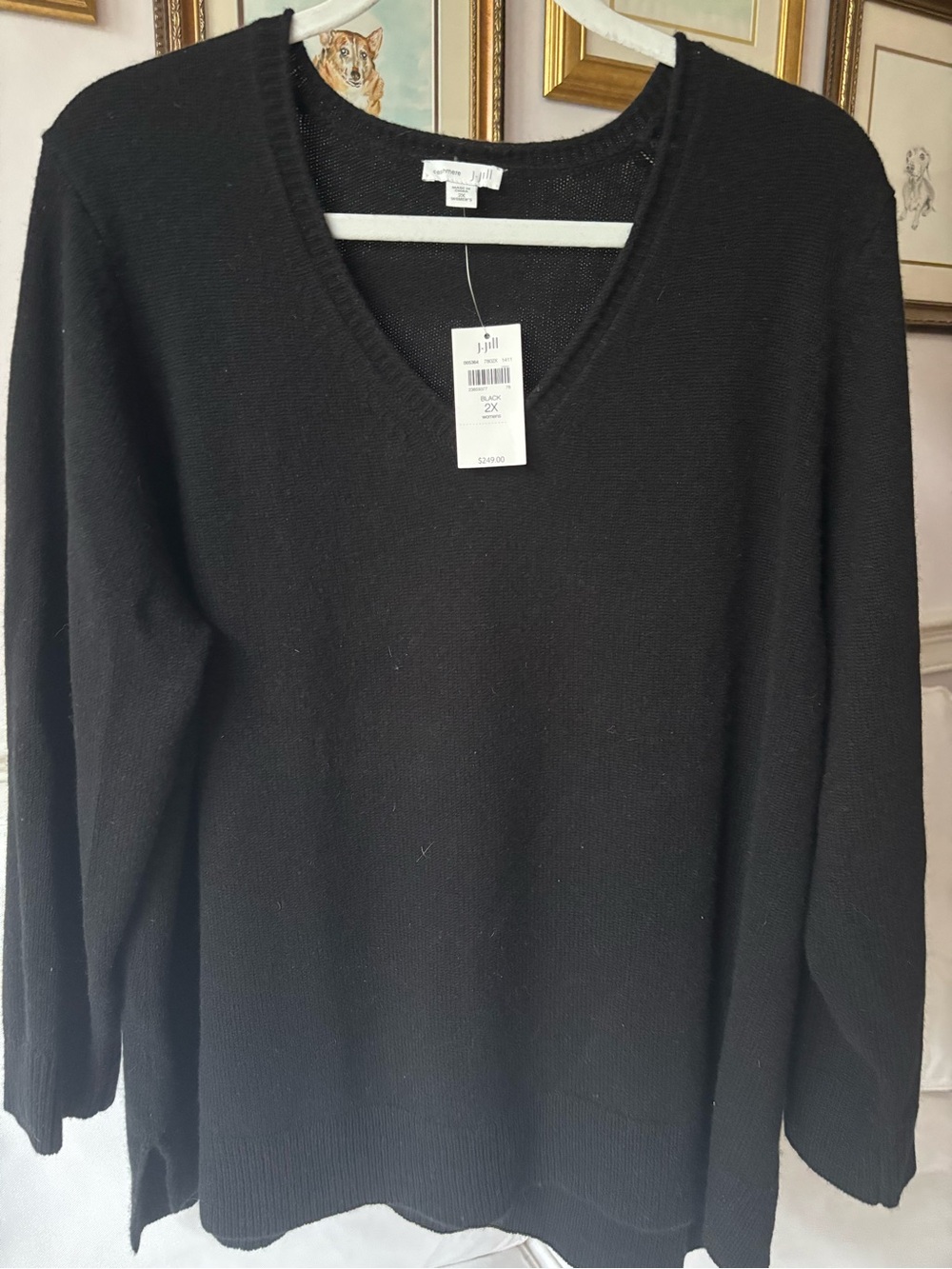 JJill J Jill 2ply pure cashmere black 2x nwt